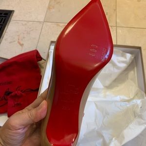 Christian Louboutin Size 8.5 Kate 85mm Nude heels.